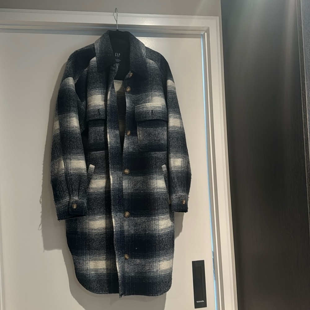 Gap long plaid jacket